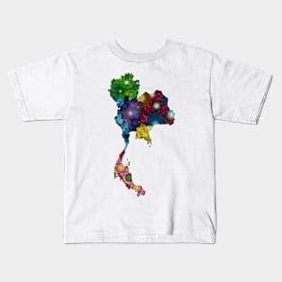 Spirograph Patterned Thailand Regions Map Kids T-Shirt